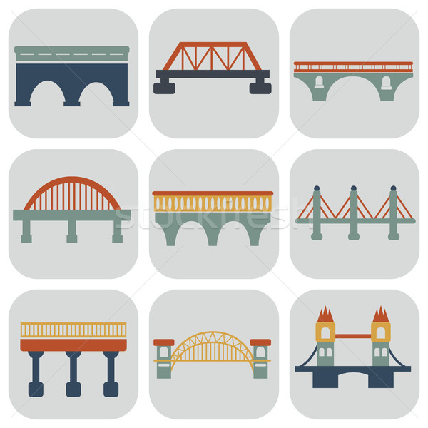 Vector isolated bridges icons set. Stock photo © Photoroyalty