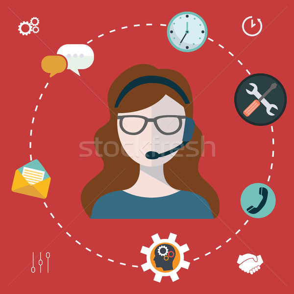 Business customer care service concept flat icons set of contact us support help desk phone call and Stock photo © Photoroyalty