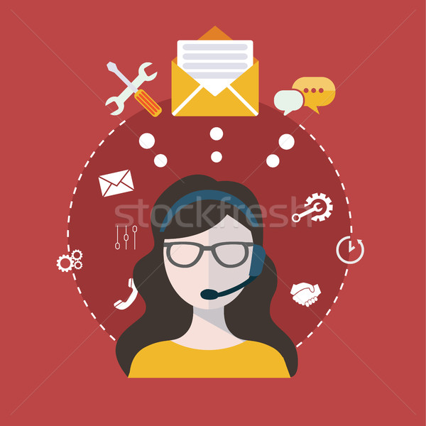 Business customer care service concept flat icons set of contact us support help desk phone call and Stock photo © Photoroyalty