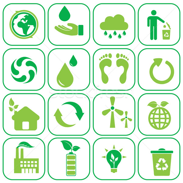 Ecology icons set vector illustration Stock photo © Photoroyalty