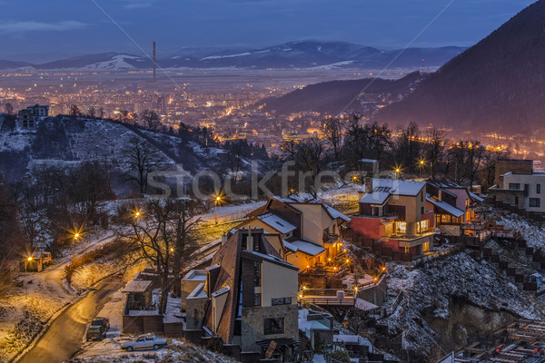 Tél éjszaka város fények téli városkép város Stock fotó © photosebia
