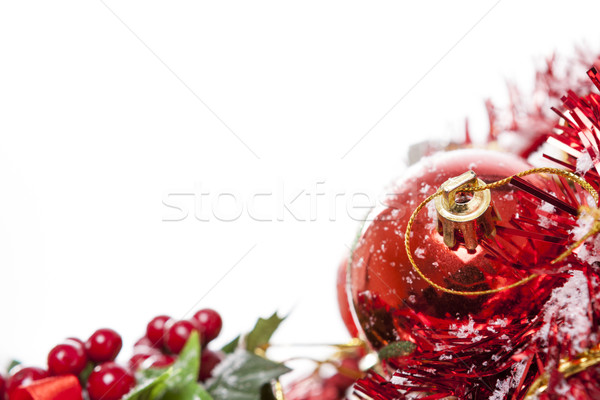 Christmas border with red bauble Stock photo © photosebia