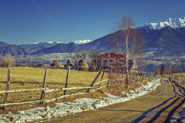 Roemeense landelijk landschap berg traditioneel boerderij Stockfoto © photosebia