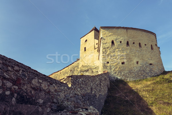 Medieval tower and defence walls of Rasnov citadel, Romania Stock photo © photosebia