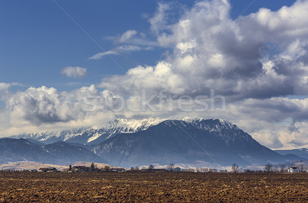 Stock photo: Spring rural landscape near Piatra Craiului mountains, Romania