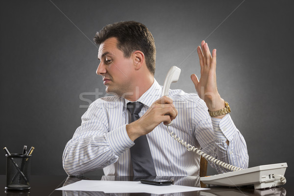 Praten hand geërgerd zakenman telefoon gesprek Stockfoto © photosebia