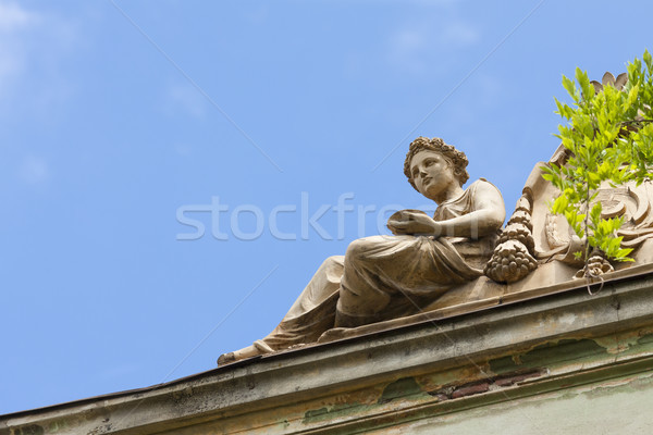 Klasszikus női szobor tető régi épület történelmi Stock fotó © photosebia