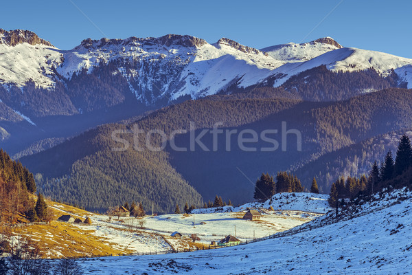 Foto stock: Montanas · Rumania · soleado · invierno · manana · paisaje