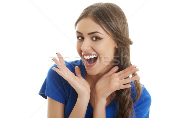 überrascht ekstatischen Frau jungen schöne Frau schreien Stock foto © photosebia