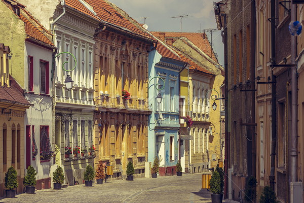 Medieval houses and promenade alley Stock photo © photosebia