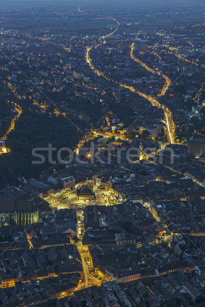 Brasov aerial night city view Stock photo © photosebia