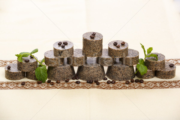 [[stock_photo]]: Savon · bars · grains · de · café · vert