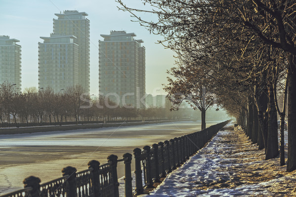 Bucarest cityscape mattina moderno alto banca Foto d'archivio © photosebia