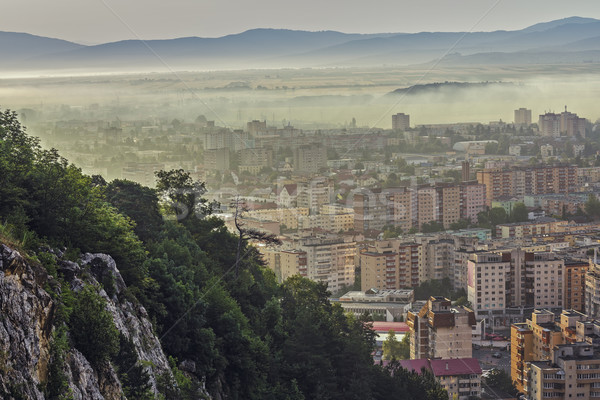 Tôt le matin cityscape pittoresque résidentiel ville Roumanie Photo stock © photosebia