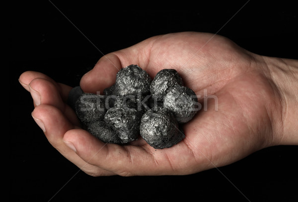 Hand halten Haufen Kohle Metall Industrie Stock foto © photosoup