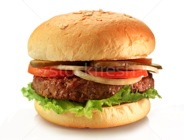 Foto d'archivio: Hamburger · succosa · alla · griglia · burger · grano