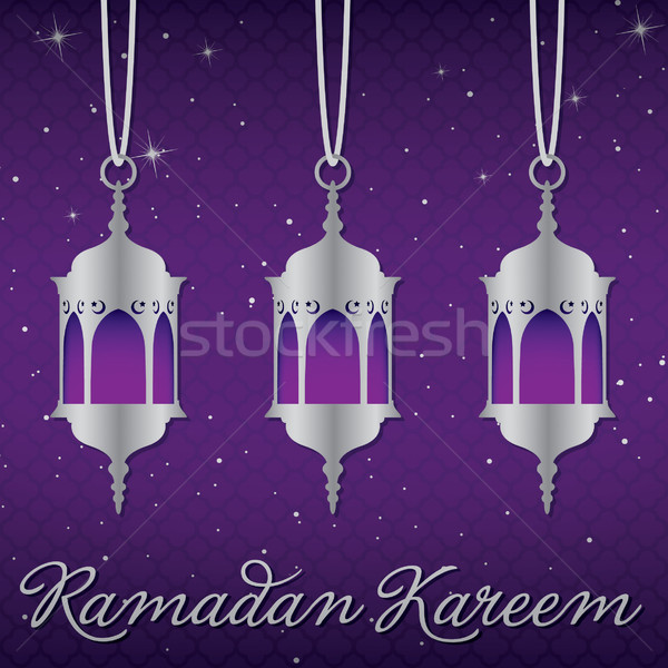 Ramadan hojny latarnia kartkę z życzeniami wektora format Zdjęcia stock © piccola