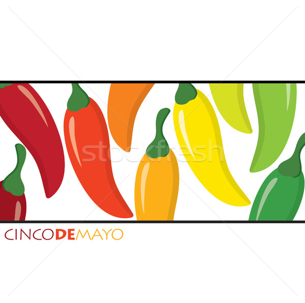 'Feliz Cinco de Mayo' (Happy 5th of May) Chili pepper card in ve Stock photo © piccola
