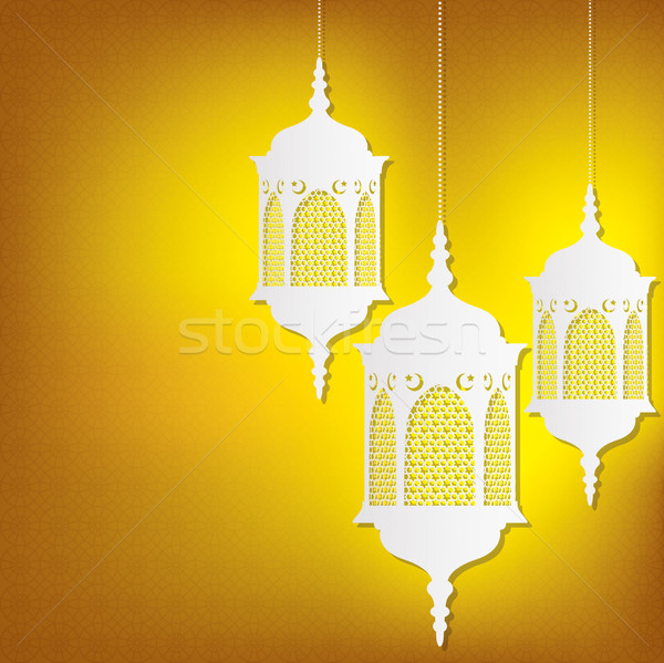 Hanging Moroccan lantern card in vector format. Stock photo © piccola