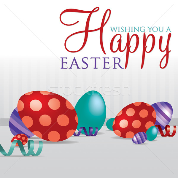 'Wishing you a Happy Easter' scattered egg cards in vector forma Stock photo © piccola