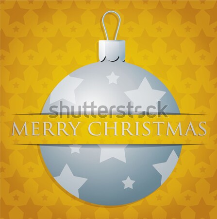 Silver snow flake patterned bauble 'Merry Christmas' card in vec Stock photo © piccola
