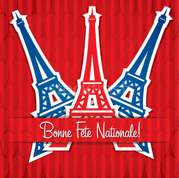 Turnul Eiffel autocolant bastille zi card vector Imagine de stoc © piccola