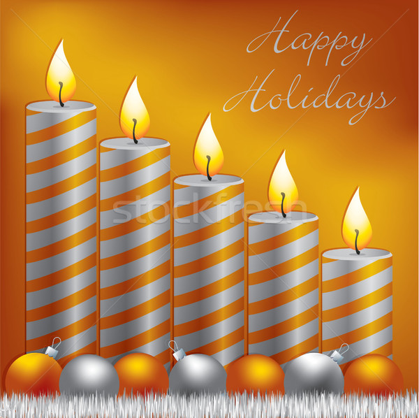 Stock foto: Glücklich · Feiertage · Kerze · Spielerei · Karte · Vektor