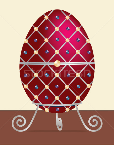 A red, cream and black pearl encrusted Easter egg in vector format. Stock photo © piccola