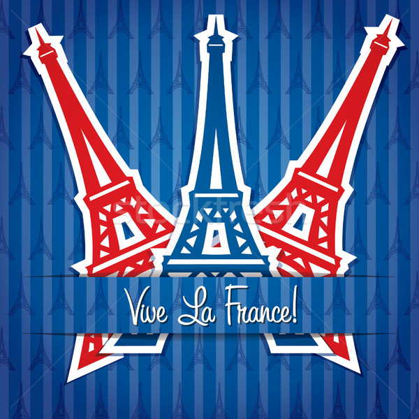 Turnul Eiffel autocolant bastille zi card vector Imagine de stoc © piccola