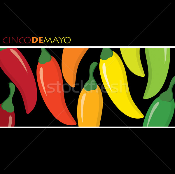 'Feliz Cinco de Mayo' (Happy 5th of May) Chili pepper card in ve Stock photo © piccola