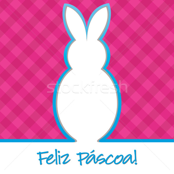 Portuguese 'Happy Easter' bright bunny cut out card in vector fo Stock photo © piccola