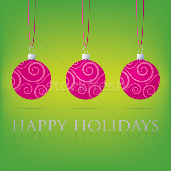Bright green Happy Holidays bauble card in vector format. Stock photo © piccola