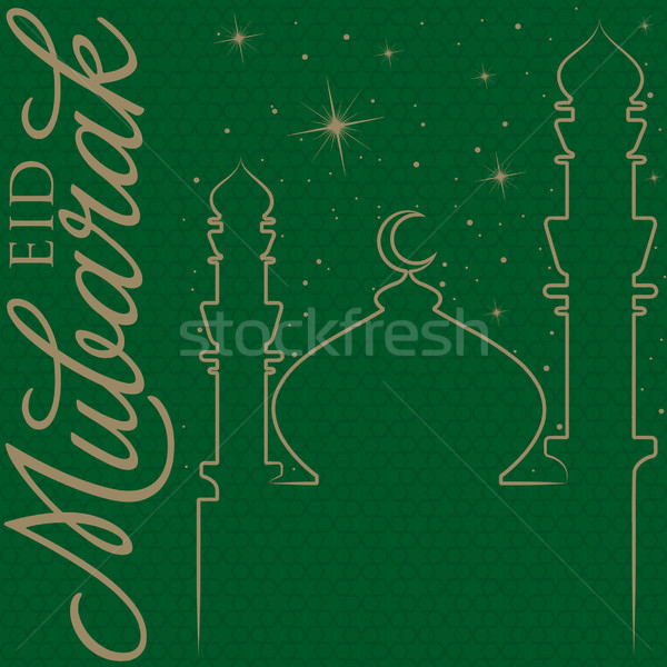 Hand drawn Eid Mubarak (Blessed Eid) greeting card in vector format. Stock photo © piccola