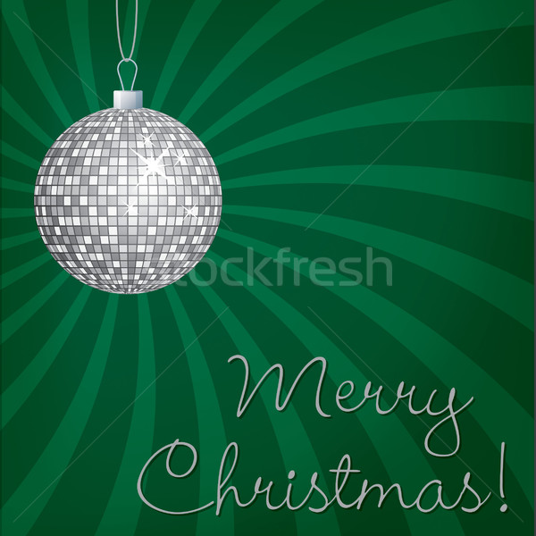 Silver mirror ball Merry Christmas card in vector format. Stock photo © piccola