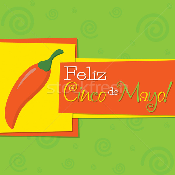 Funky chilli 'Feliz Cinco de Mayo' (Happy 5th of May) card in ve Stock photo © piccola