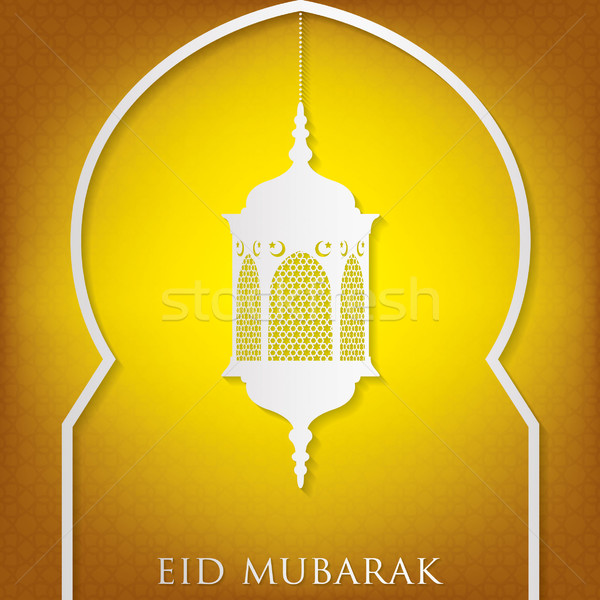 Window 'Eid Mubarak' (Blessed Eid) card in vector format. Stock photo © piccola