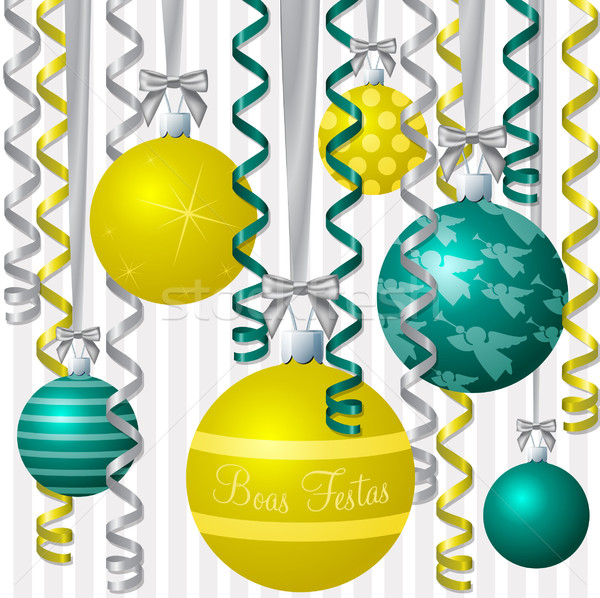 Ribbon and bauble inspired Christmas card in vector format Stock photo © piccola