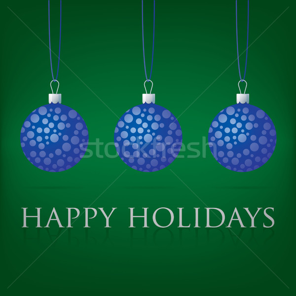 Stock photo: Bright green Happy Holidays bauble card in vector format.