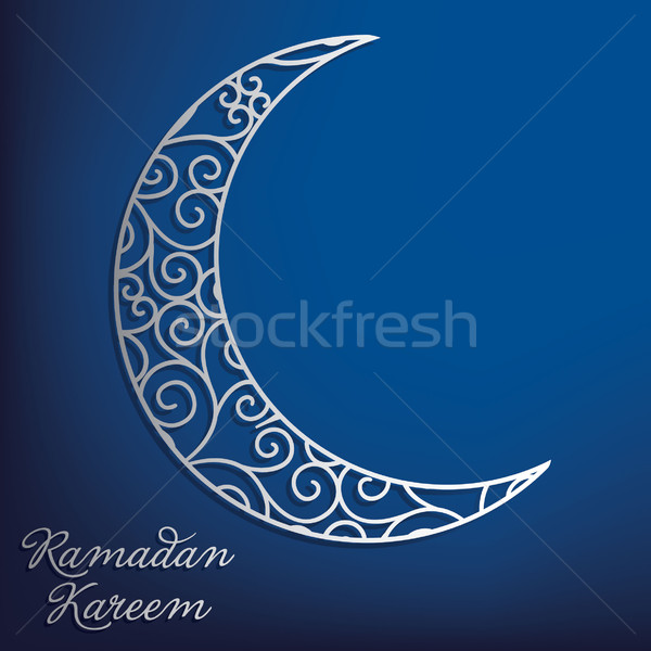 Stock photo: Ramadan Kareem (Generous Ramadan) filigree moon card in vector.