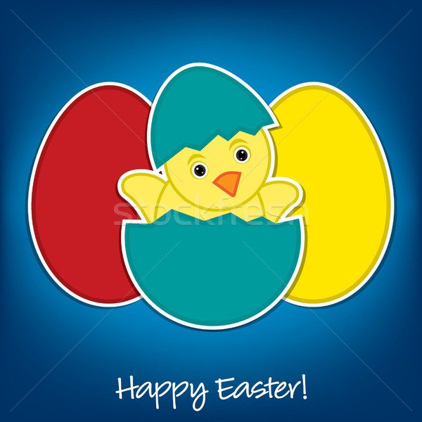 Baby Chick and eggs Easter card in vector format Stock photo © piccola