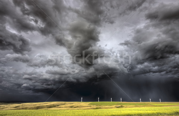 Burzowe chmury saskatchewan farma wiatrowa prąd Kanada niebo Zdjęcia stock © pictureguy