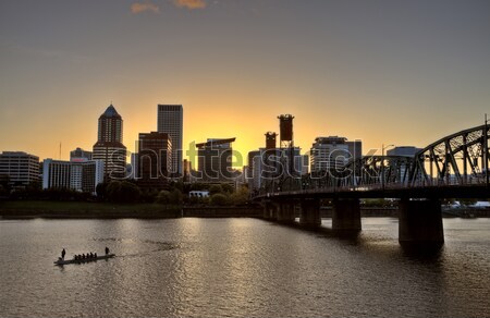 Zonsondergang Oregon skyline centrum Geel stad Stockfoto © pictureguy