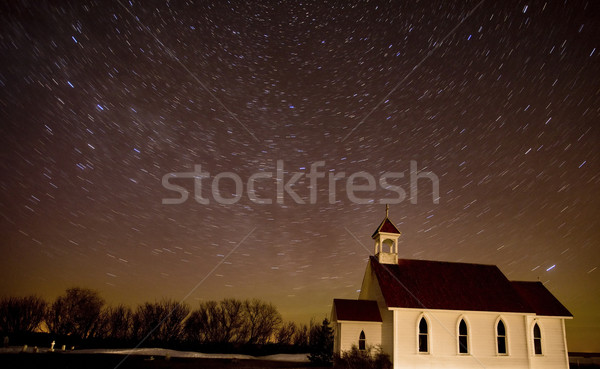 Star Trails Night Shot Church Canada Stock photo © pictureguy