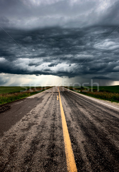 Gewitterwolken Prärie Himmel Kanada Gefahr Stock foto © pictureguy