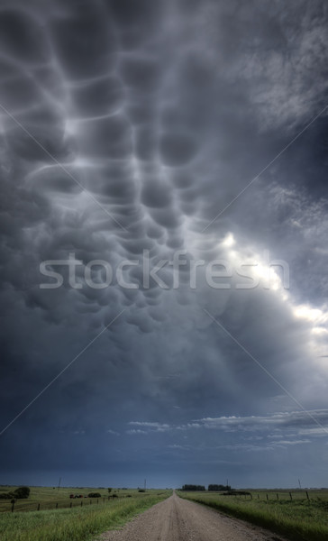 Nuages ​​d'orage saskatchewan nuages route de gravier ciel nature [[stock_photo]] © pictureguy