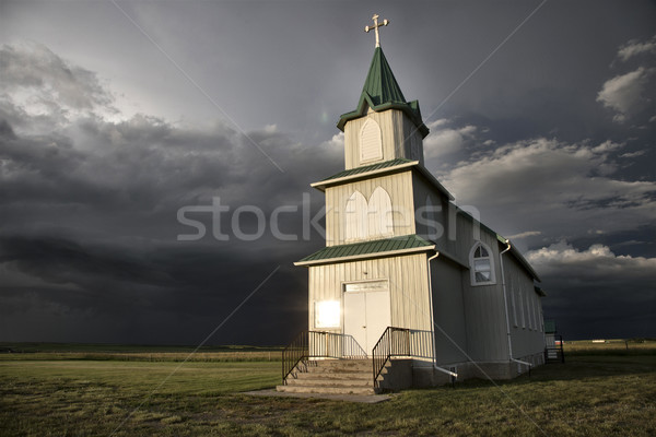 Burzowe chmury saskatchewan kraju kościoła Kanada niebo Zdjęcia stock © pictureguy