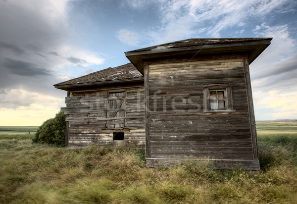 Abandonado saskatchewan Canadá puesta de sol pradera vista Foto stock © pictureguy