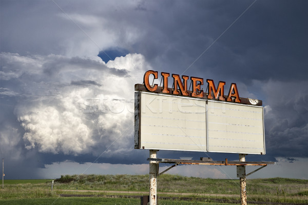 Nuages ​​d'orage saskatchewan prairie vintage disque signe [[stock_photo]] © pictureguy