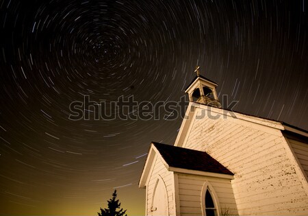 Foto stock: Iglesia · noche · tiro · estrellas · saskatchewan · Canadá