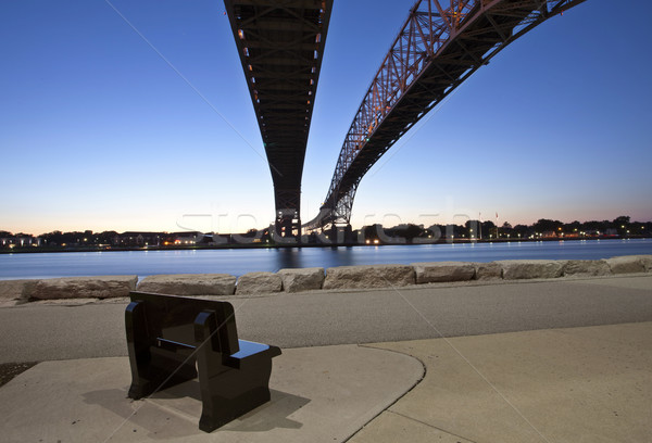 Foto stock: Noite · foto · azul · água · ponte